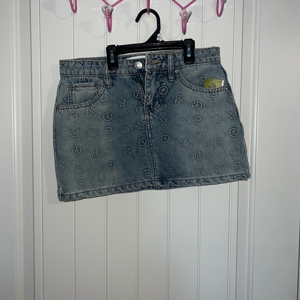 PLAYBOY Blue Patterned Mini Skirt